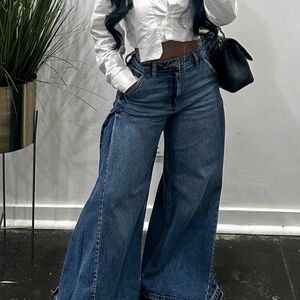 SHEIN Dark Blue Flare Jeans